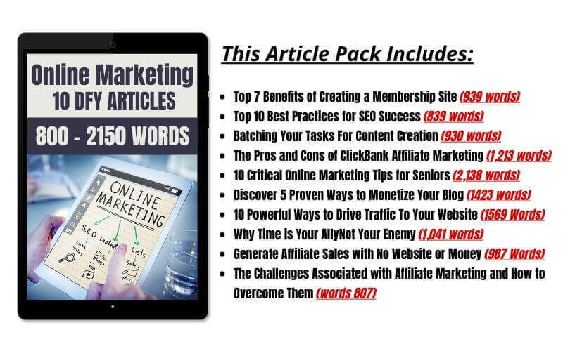 Online Marketing Article Pack