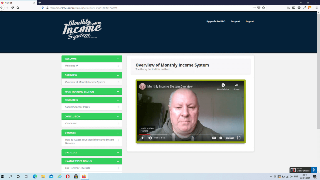 Monthly Income System Review - Members Area