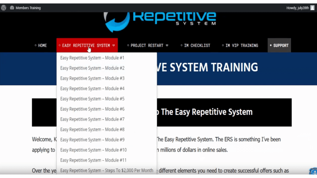 The Easy Repetitive System Review - Members Area