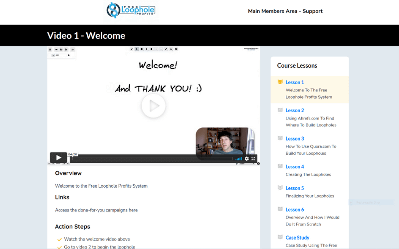 Free Loophole Profits Review - Members Area