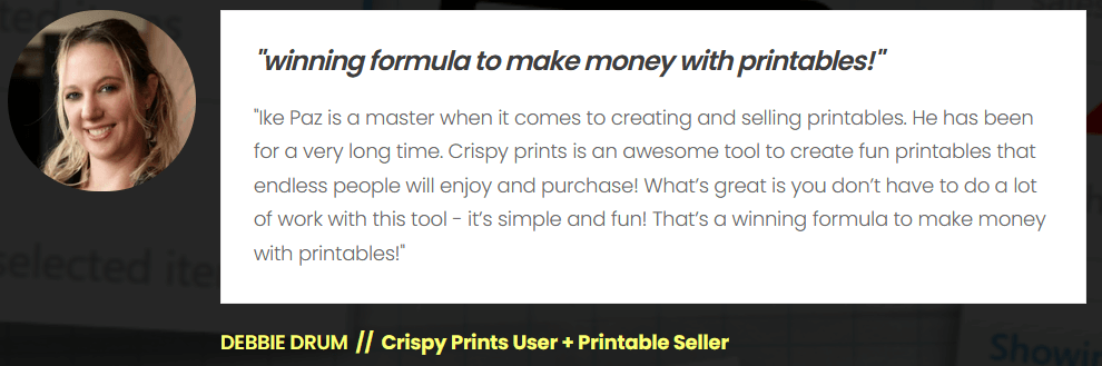 Crispy Prints Review - Testimonial Debbie