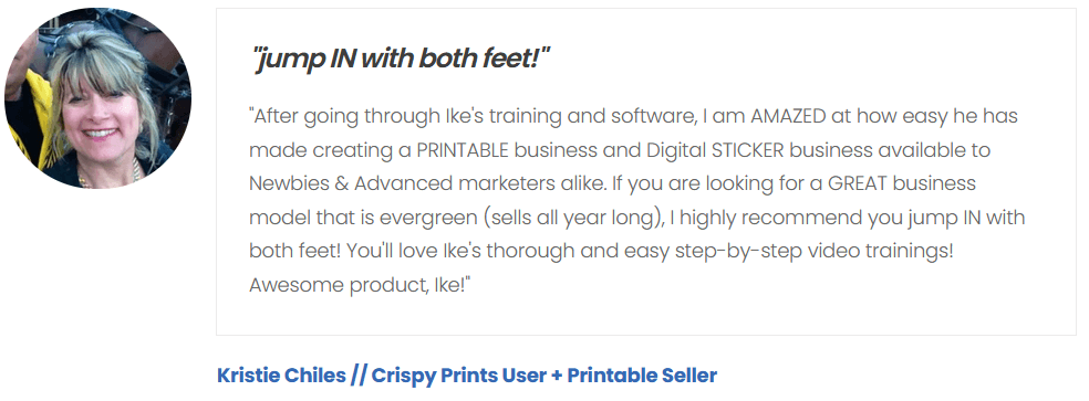 Crispy Prints Review - Testimonial Kristie