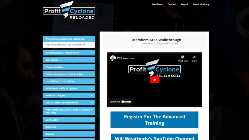 Profit Cyclone Reloaded Review - Members Area