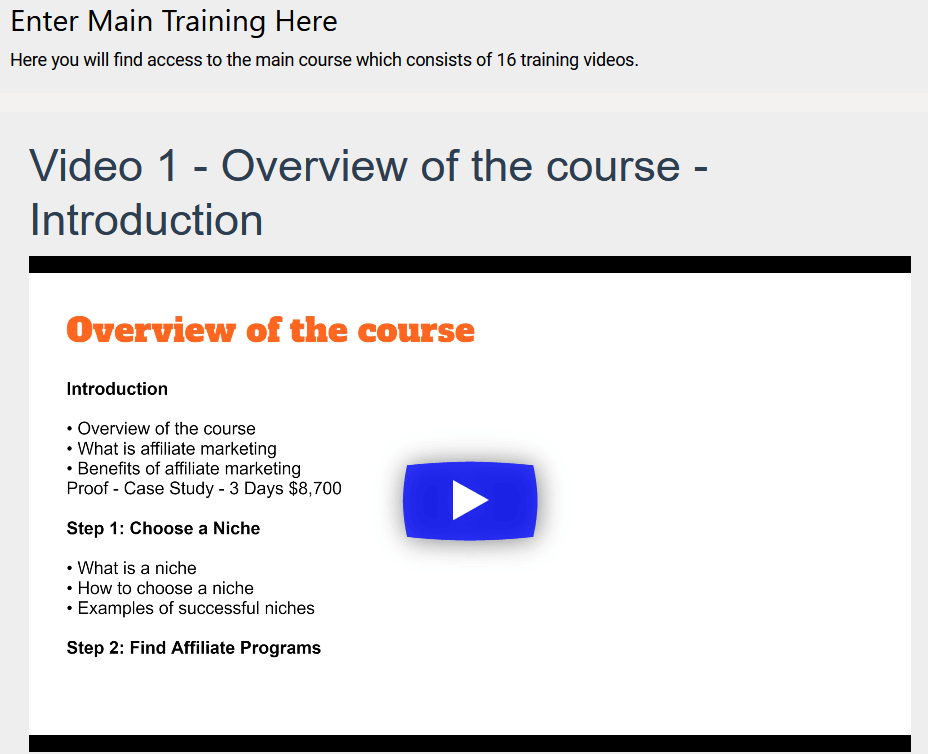 Affiliate Marketing Mastery Review - Members Area